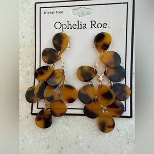NEW Ophelia Roe Tortoise Shell Earrings. Sexy Fun. Leopard. Light Weight.